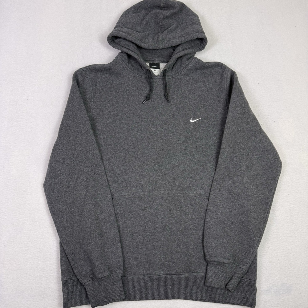 Nike Sportswear Club Fleece Hoodie Charcoal Dark Gray White Swoosh Men's Large